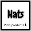 Text 'Hats View products' with an arrow on a white background